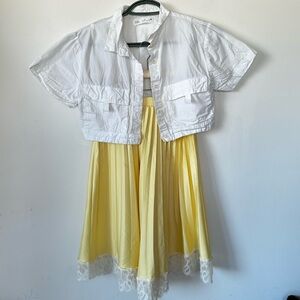 Zara Kids White Button-Up Blouse & Yellow Skirt Set – Size 8 years